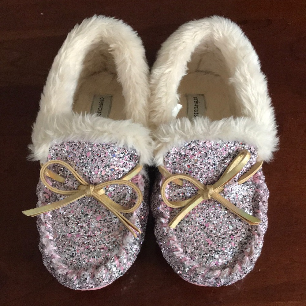 Crew cuts size k3 glitter moccasins slippers